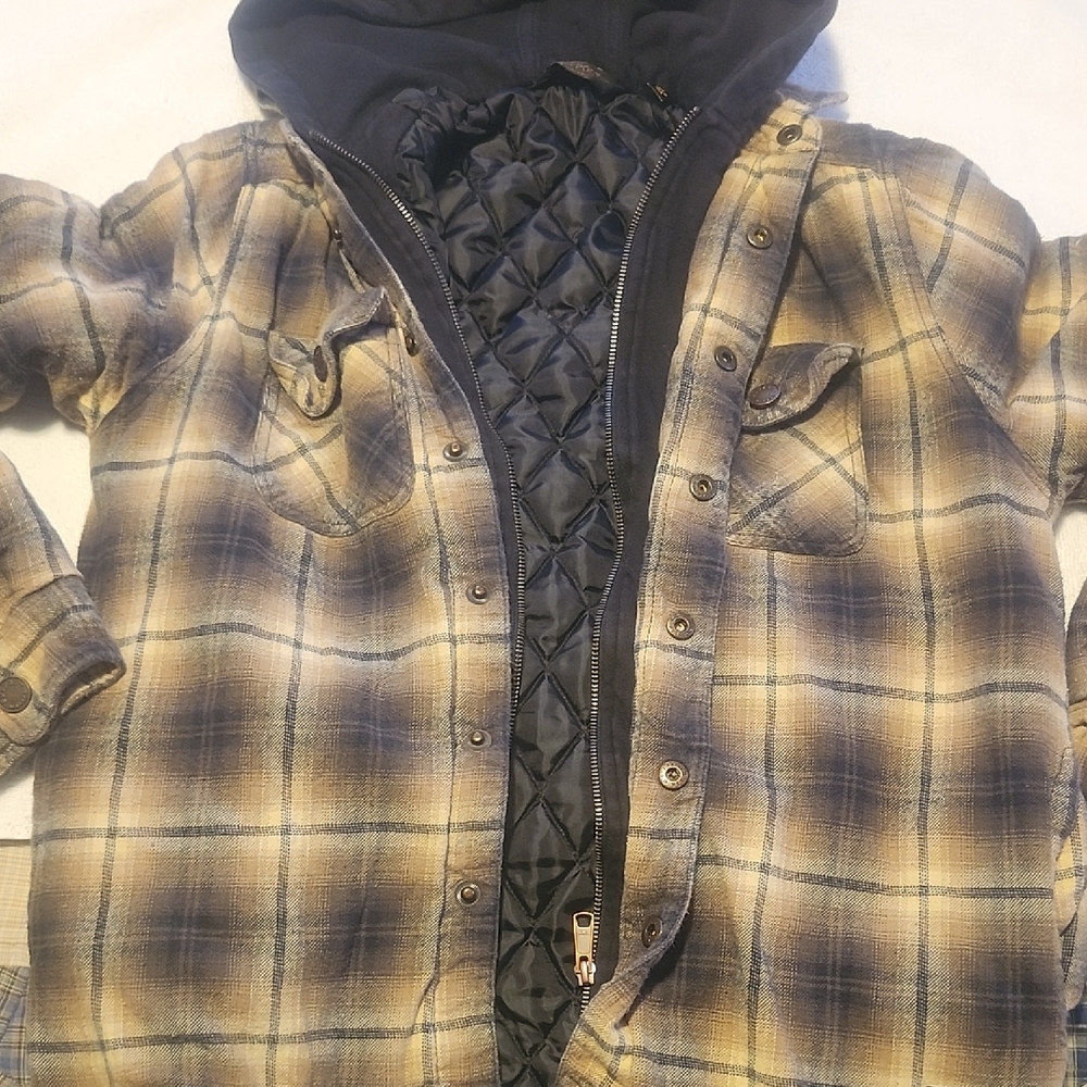 Outpost Brand Men's Plaid Shirt Jacket with Quilted Lining